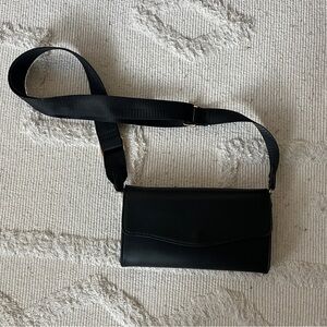 A New Day Clutch Bag with Adjustable Strap Matte Black